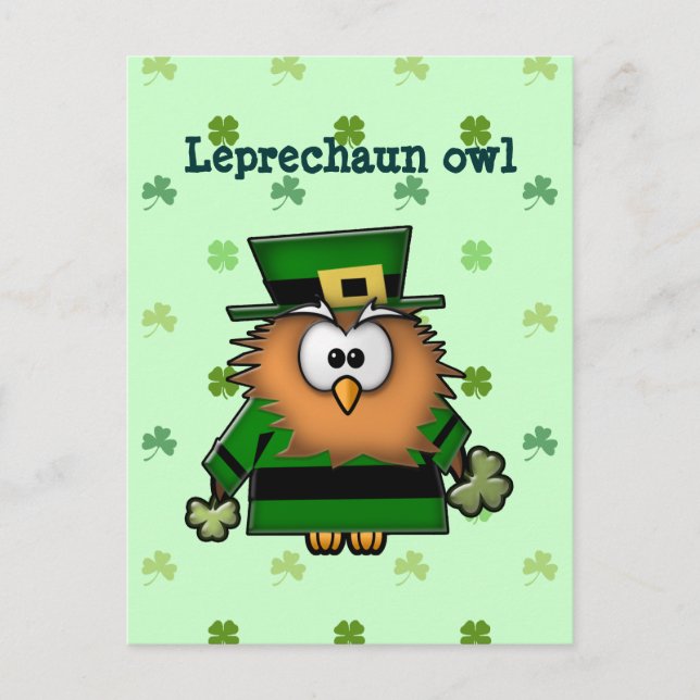 Carte Postale hibou leprechaun (Devant)