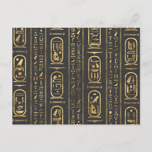 Carte Postale Hiéroglyphes égyptiens Or en cuir (Devant)