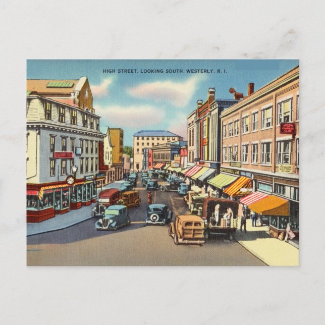 Carte Postale High Street, Ouest, Rhode Island (Devant)