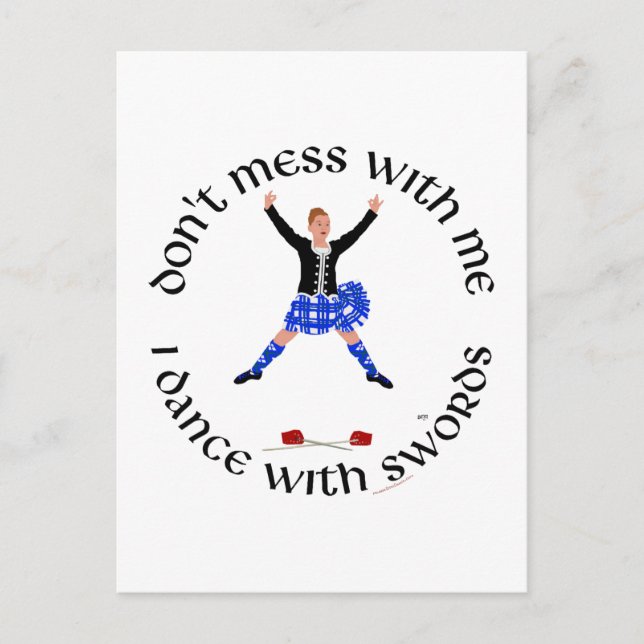 Carte Postale Highland Dancer ne me manque pas (Devant)