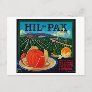 Carte Postale Hil Pak Orange LabelLindsay, CA