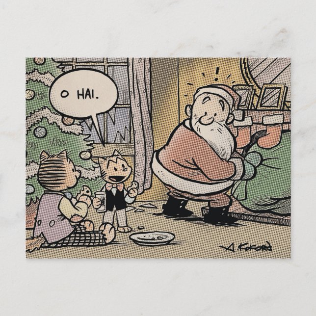 Carte postale hilarante de Noël de chats (Devant)