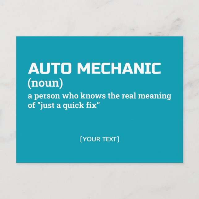 Carte postale Hilarious Auto Mechanic Definition (Devant)