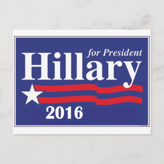 Carte Postale Hillary Clinton pour le président 2016 (Devant)