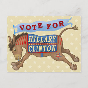 Carte Postale Hillary Clinton Présidente démocrate Donkey 2016