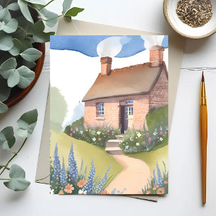 Carte Postale Hillside Cottage   Aquarelle en brique Accueil Pei