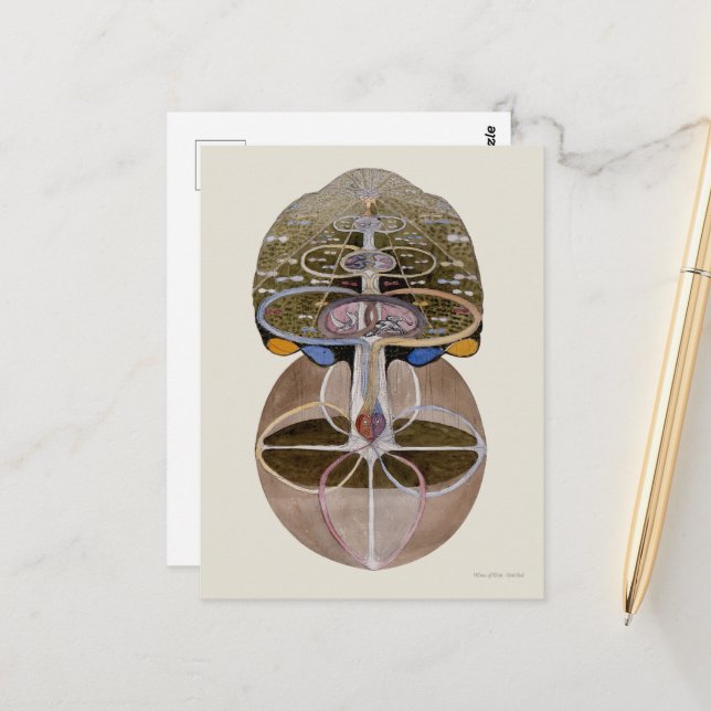 Carte Postale Hilma af Klint - Arbre de la connaissance, no 1 (Devant/Arrière en situation)