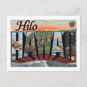 Carte Postale Hilo, HawaiiGrandes lettres ScènesHilo, HI