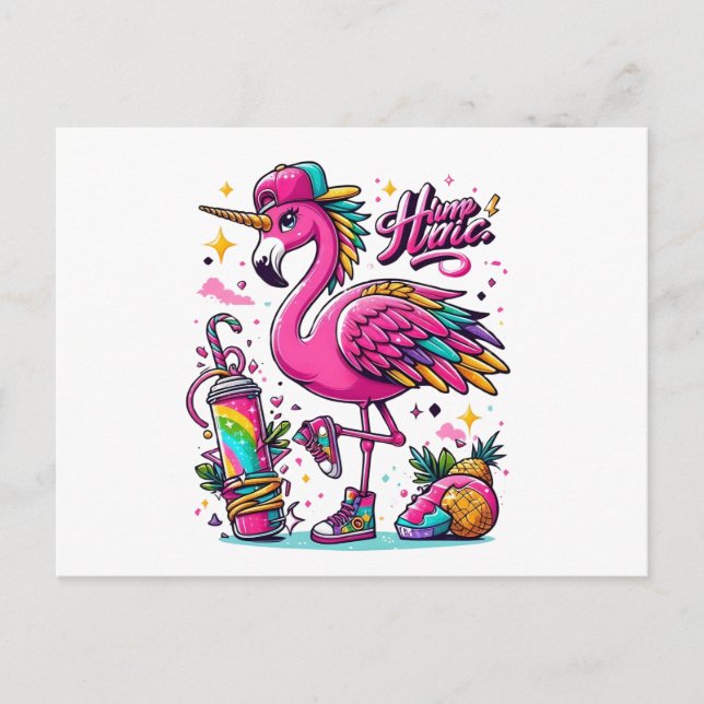 Carte Postale Hiphop Flamant rose (Devant)