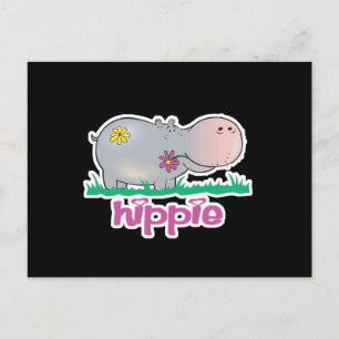 Carte Postale hippie hippopotame