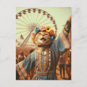 Carte postale Hippie Kitty