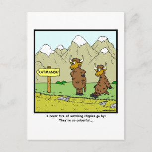 Carte Postale Hippies : Dessin de Yak
