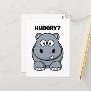 Carte Postale Hippo affamé drôle Enfants Hippopotame dessin