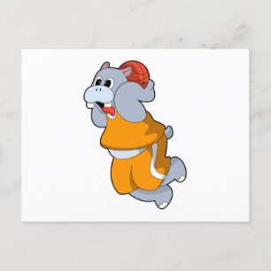 Carte Postale Hippo au Basketball Sports