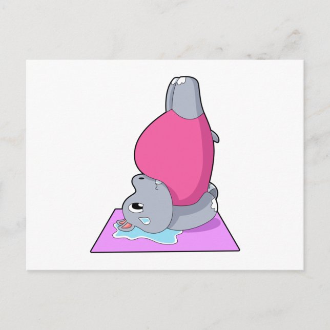 Carte Postale Hippo au yoga Fitness (Devant)