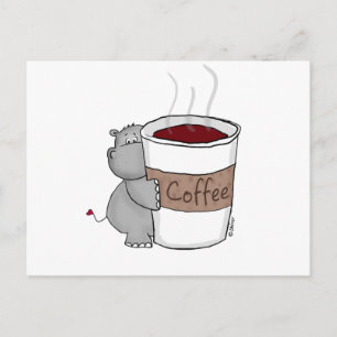 Carte Postale Hippo avec café