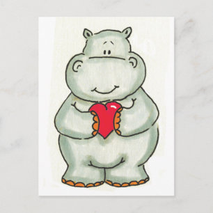 Carte Postale Hippo avec coeur