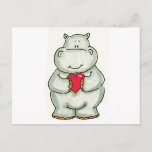 Carte Postale Hippo avec coeur