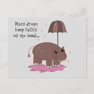 Carte Postale Hippo avec parapluie