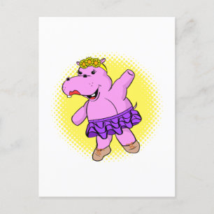 Carte Postale Hippo Ballerina avec Tutu