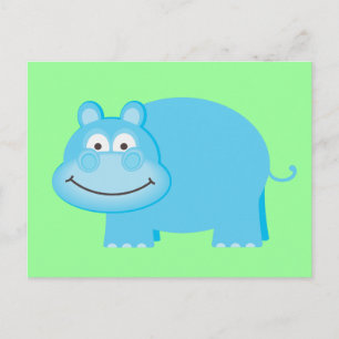 Carte Postale Hippo bleu mignon