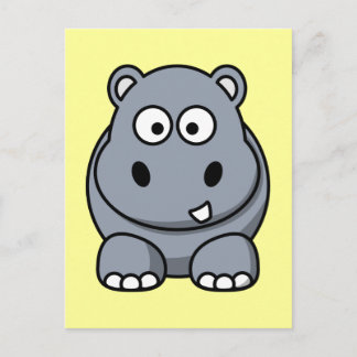 Carte Postale Hippo Cartoon mignon