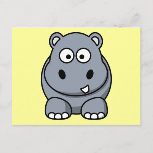 Carte Postale Hippo Cartoon mignon