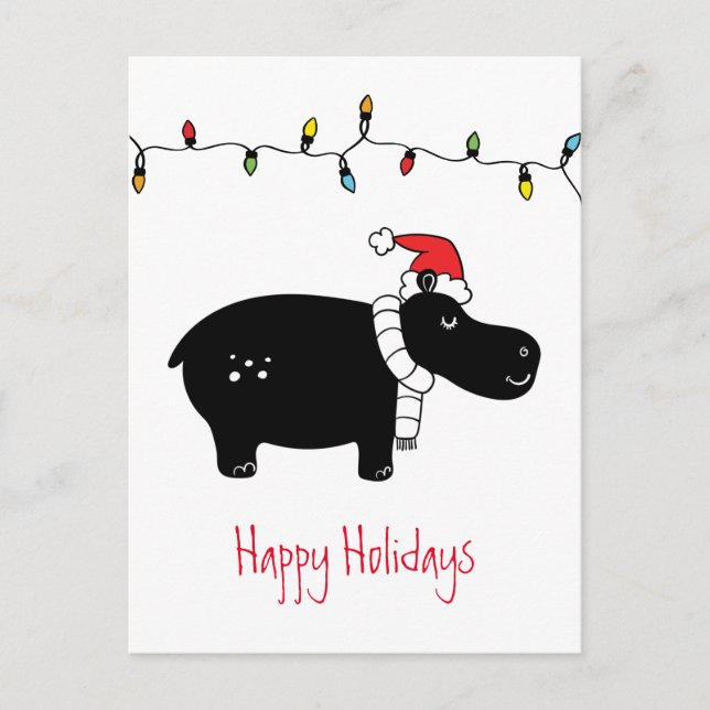 Carte Postale Hippo de Noël fantastique (Devant)