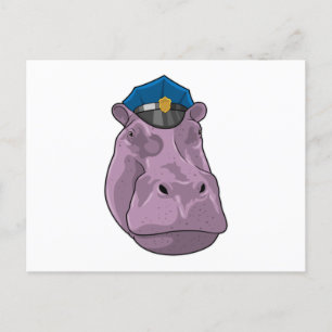 Carte Postale Hippo en tant que policier