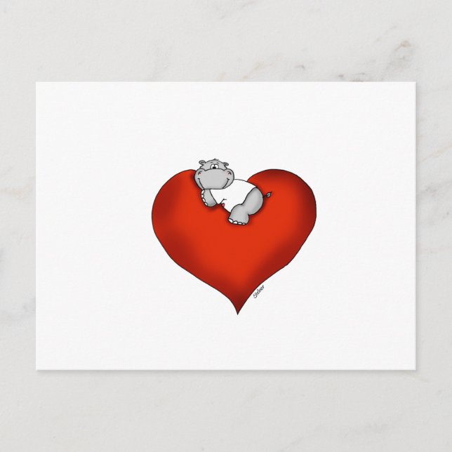 Carte Postale Hippo géant sur le coeur (Devant)