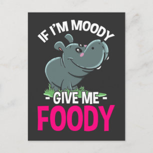 Carte Postale Hippo Moody Femme Amateur de nourriture