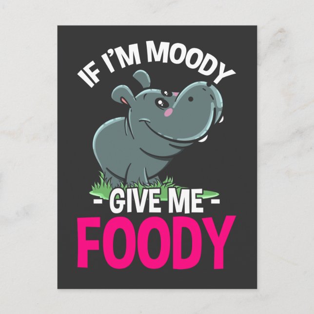 Carte Postale Hippo Moody Femme Amateur de nourriture (Devant)