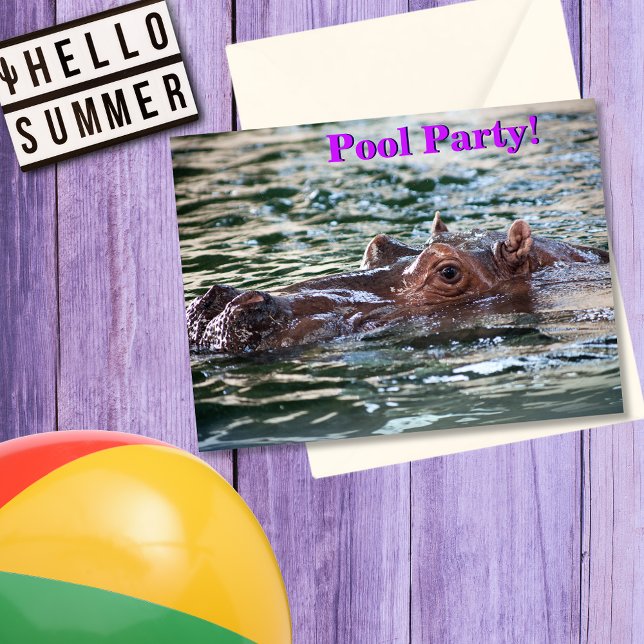 Carte Postale Hippo ・ Piscine ・ Personnalisé (Créateur téléchargé)