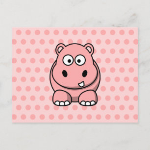 Carte Postale Hippo rose mignon