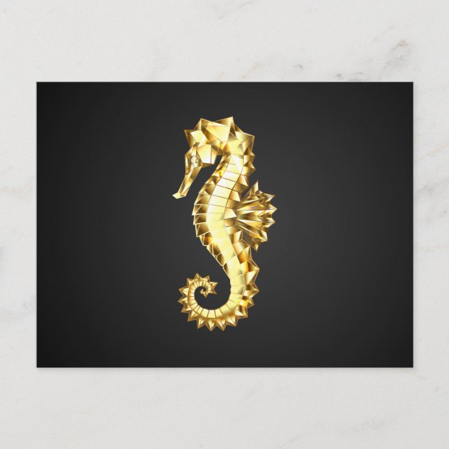 Carte Postale Hippocampe Polygonal Or (Devant)