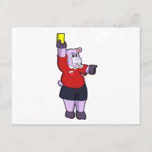 Carte Postale Hippopotame au football comme arbitre
