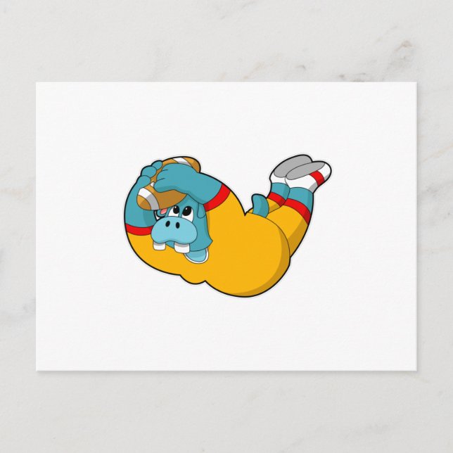 Carte Postale Hippopotame au sport de football (Devant)