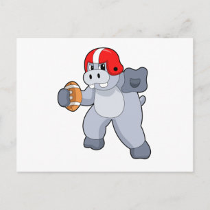 Carte Postale Hippopotame au sport de football