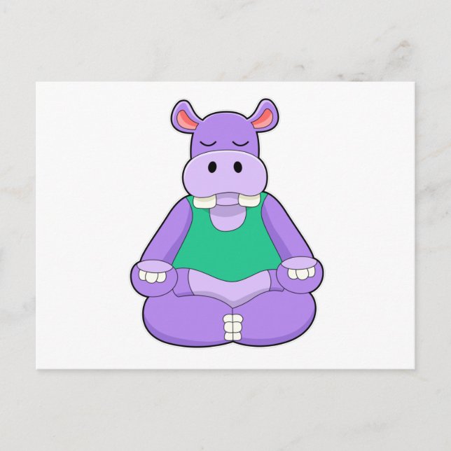 Carte Postale Hippopotame au yoga en position assise (Devant)
