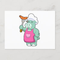 Hippopotame cuisinier avec saucisse