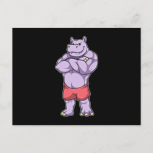 Carte Postale Hippopotame culturiste extrême
