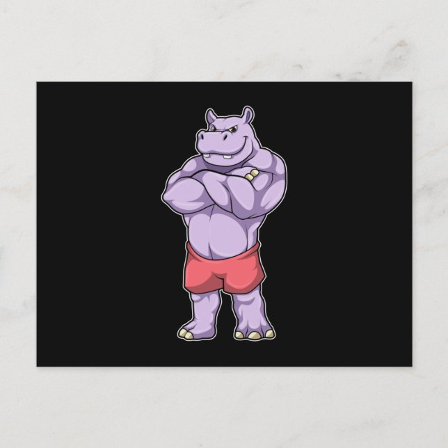 Carte Postale Hippopotame culturiste extrême (Devant)
