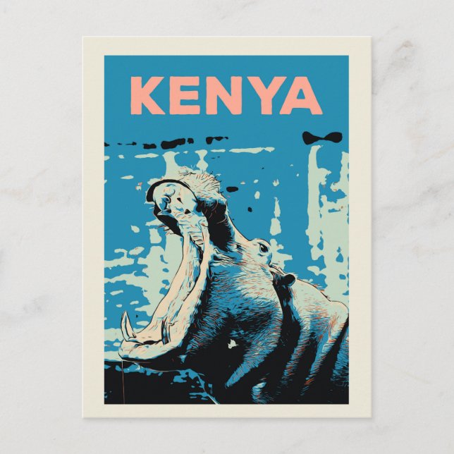 Carte Postale Hippopotame du Kenya (Devant)