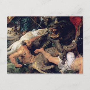 Carte Postale Hippopotame et Crocodile Hunt, c.1615-16