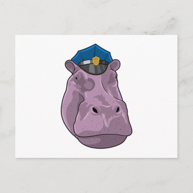 Carte Postale Hippopotame Policier (Devant)