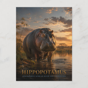 Carte Postale Hippopotame Rivière Africaine ANIMAUX