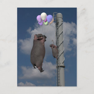 Carte Postale Hippopotame volant