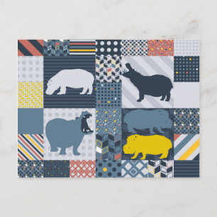 Carte Postale Hippos Faux Quilt