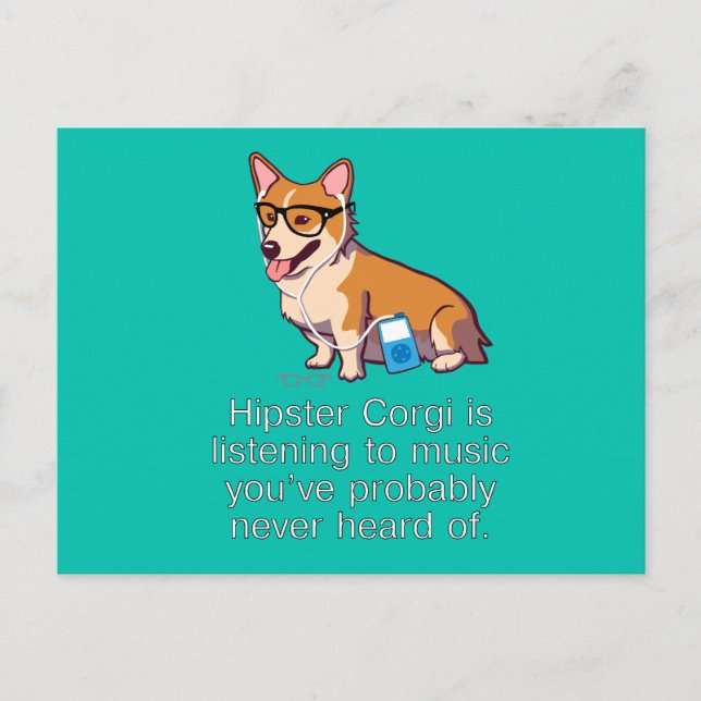 Carte postale Hipster Corgi (Devant)