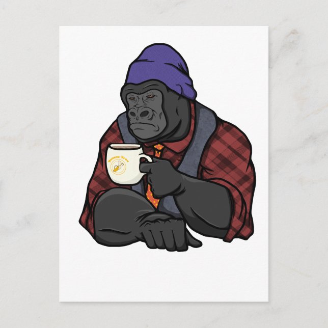 Carte Postale Hipster Gorilla (Devant)
